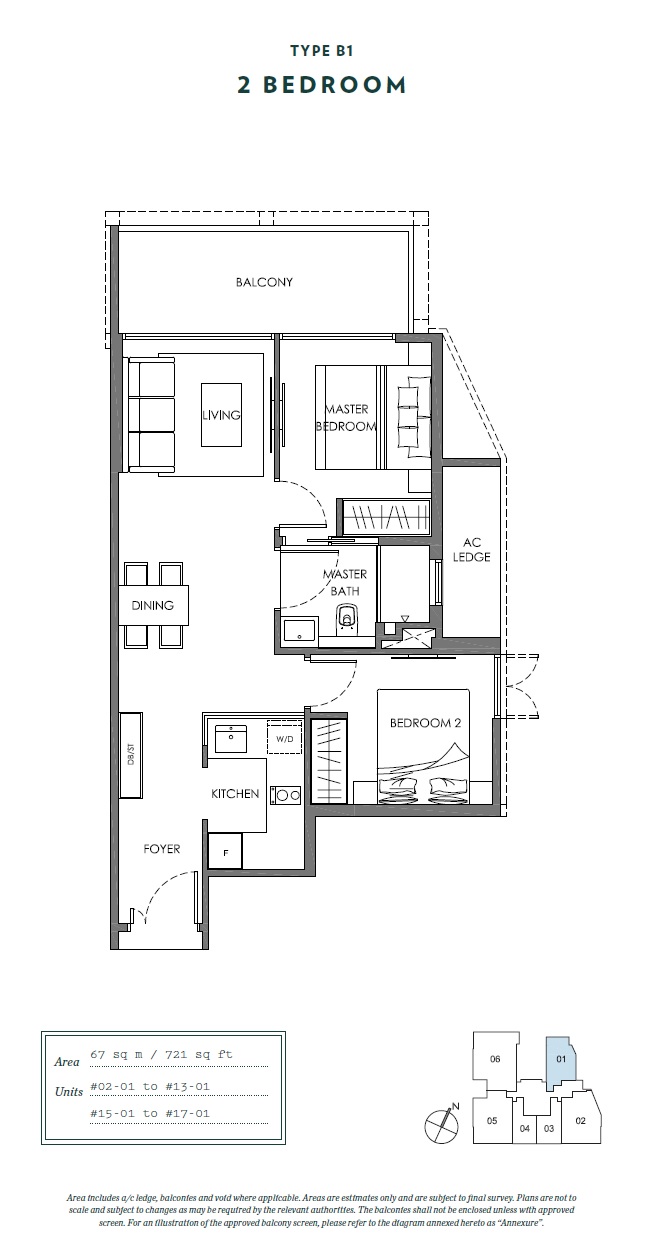 Nyon 1 Bedroom Floor Plan 1