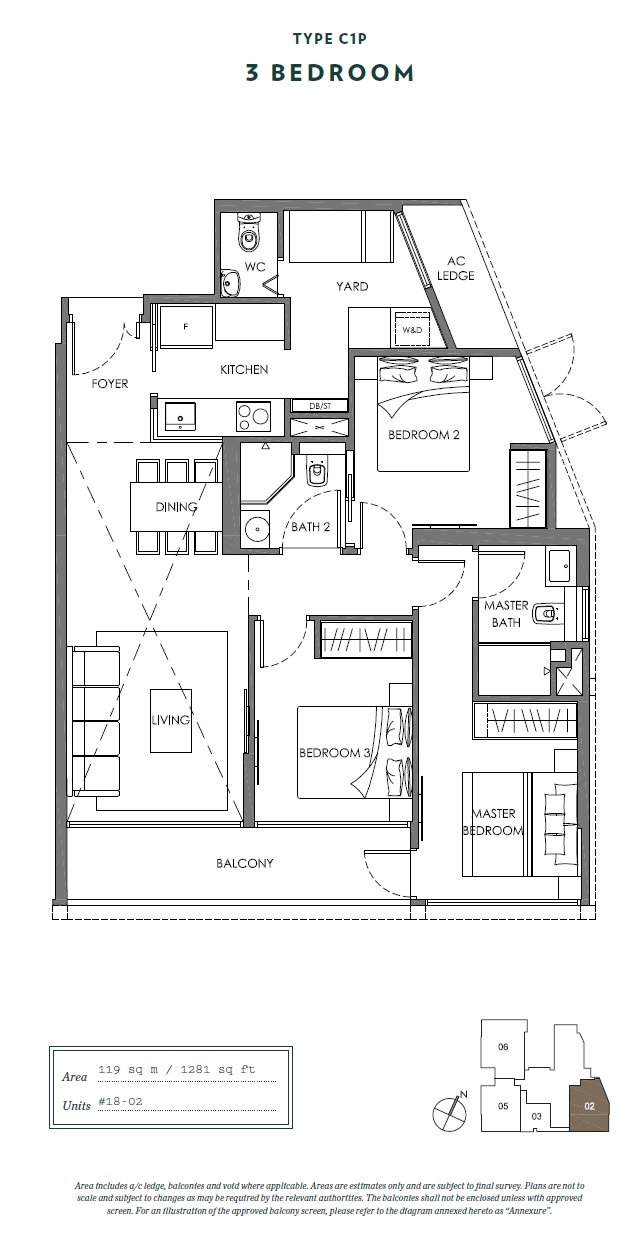 Nyon 1 Bedroom Floor Plan 3